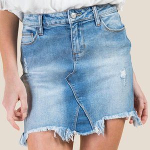 Francesca's Harper Medium Chewy Hem Denim Skirt